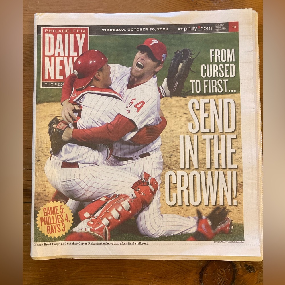 PHILLIES 2008 WORLD SERIES CHAMPS Philadelphia Daily News entire paper like new!
